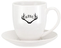 Ceramic Mugs: 16oz White Bistro Coffee Mugs with Saucers